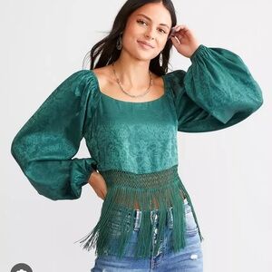 NWT Elegant Green Women's Top blouse Jacket
